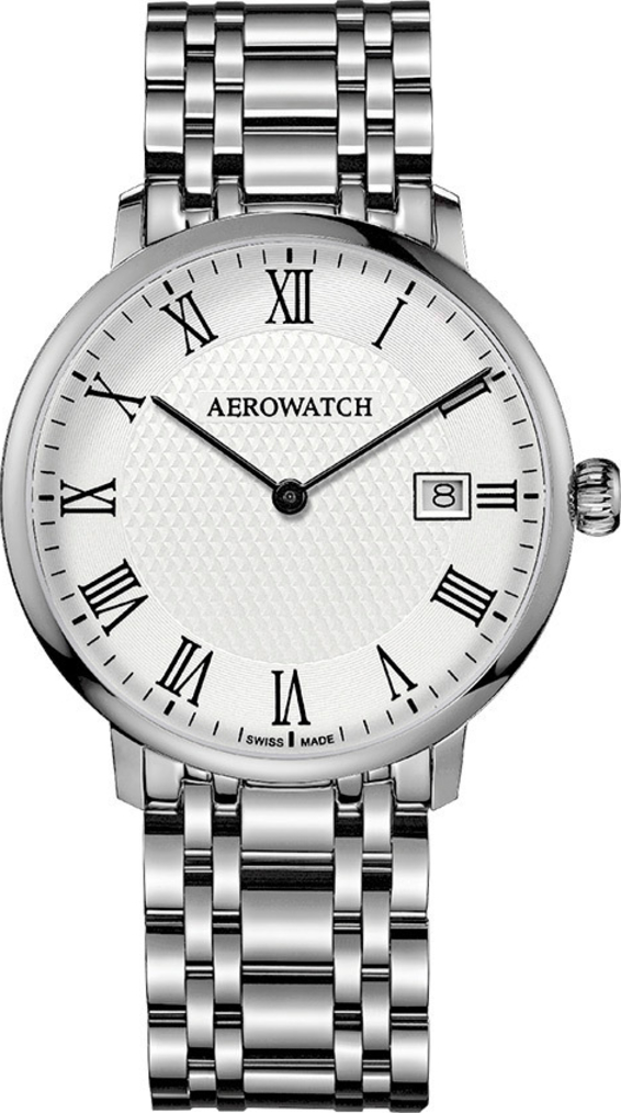 Мужские часы Aerowatch Heritage 21976 AA07 M, механизм кварцевый, циферблат серебристый, браслет нержавеющая сталь — Изображение 1