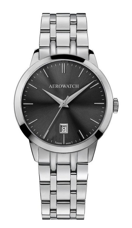 Мужские часы Aerowatch Les Grandes Classiques 42972 AA14 M, механизм кварцевый, циферблат черный, браслет нержавеющая сталь — Изображение 1