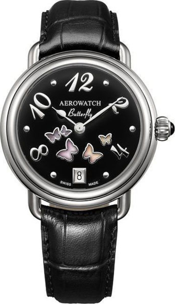 Женские часы Aerowatch 1942 44960 AA03, механизм кварцевый, циферблат черный, браслет кожа — Изображение 1