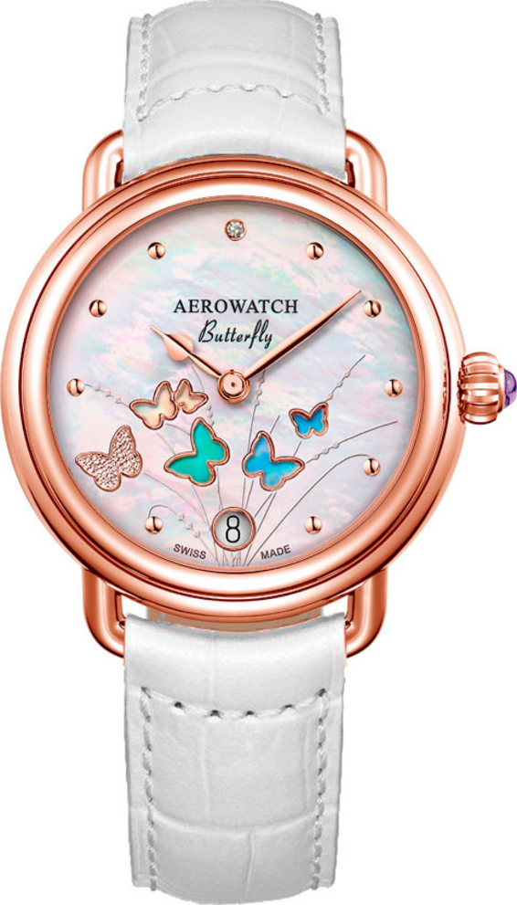 Женские часы Aerowatch 1942 44960 RO05, механизм кварцевый, циферблат белый, браслет кожа — Изображение 1