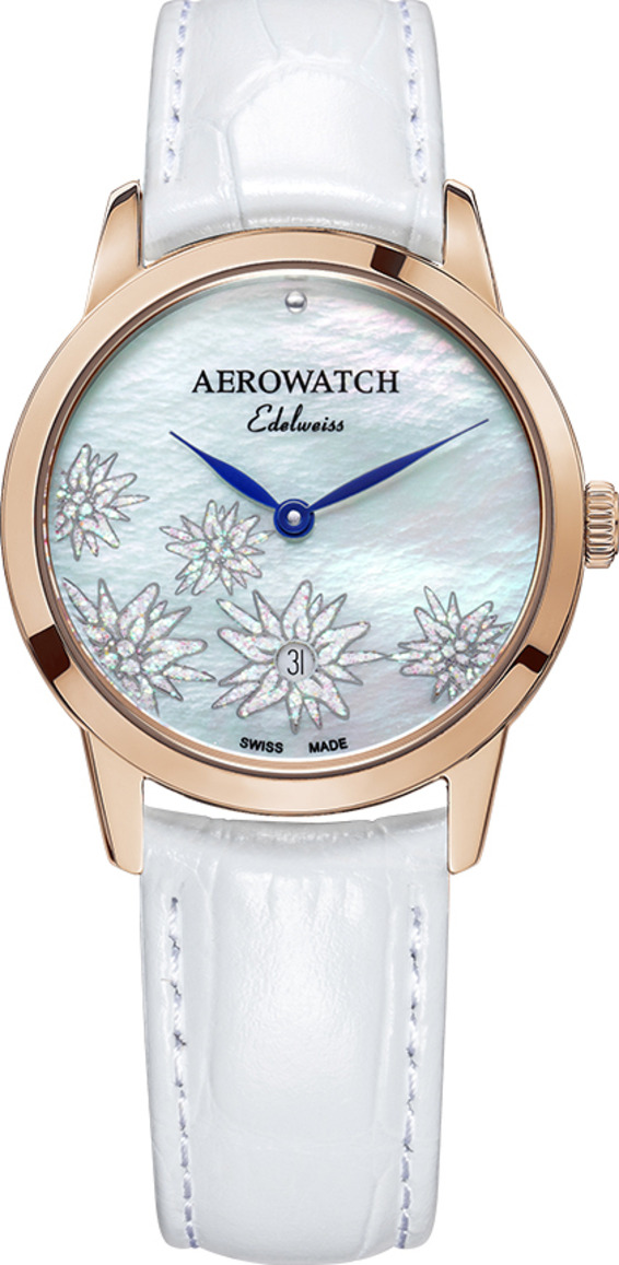 Женские часы Aerowatch Les Grandes Classiques 49978 RO12, механизм кварцевый, циферблат голубой, браслет кожа — Изображение 1