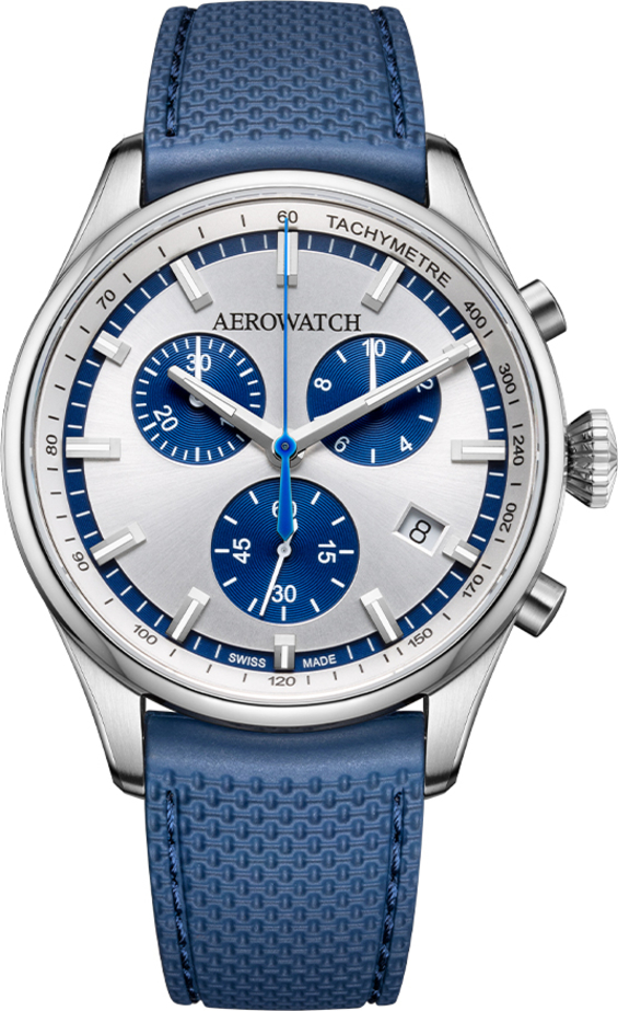 Мужские часы Aerowatch Les Grandes Classiques 79990 AA05, механизм кварцевый, циферблат серебристый, браслет кожа — Изображение 1