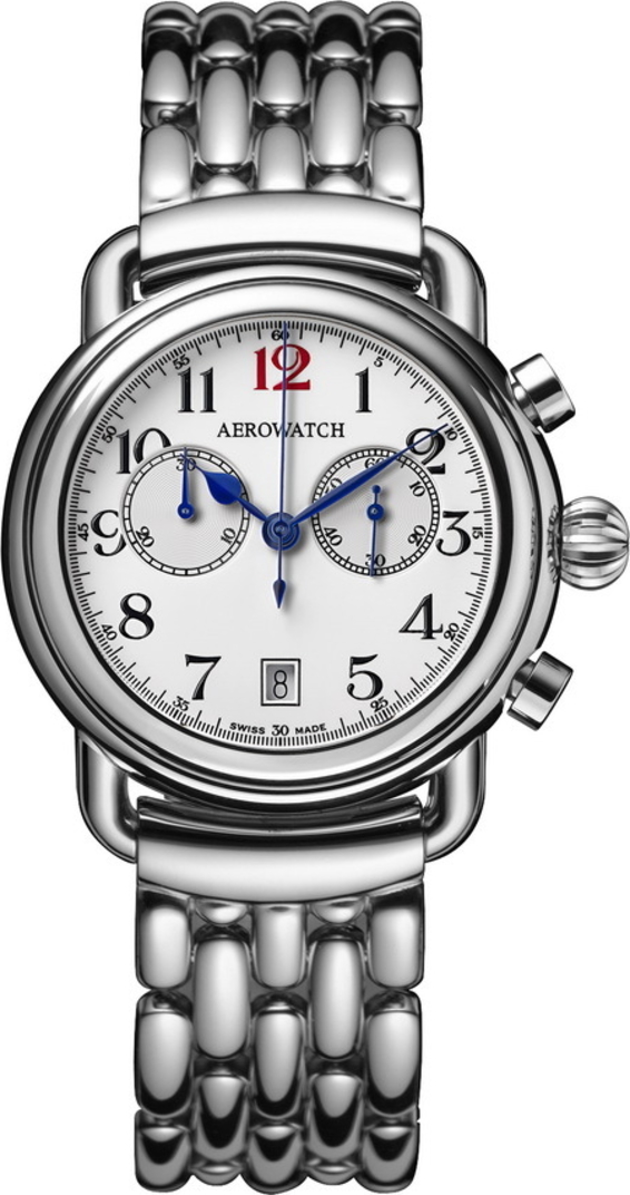 Мужские часы Aerowatch 1942 83926 AA04 M, механизм кварцевый, циферблат белый, браслет нержавеющая сталь — Изображение 1