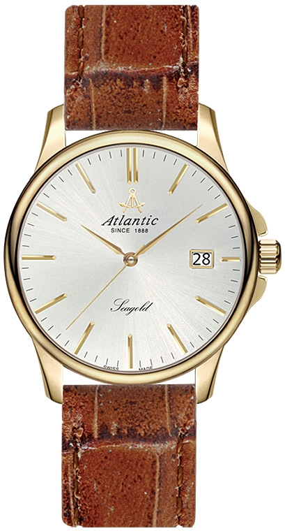 Унисекс часы Atlantic Seagold 95341.65.21, механизм кварцевый, циферблат серебристый, браслет кожа — Изображение 1