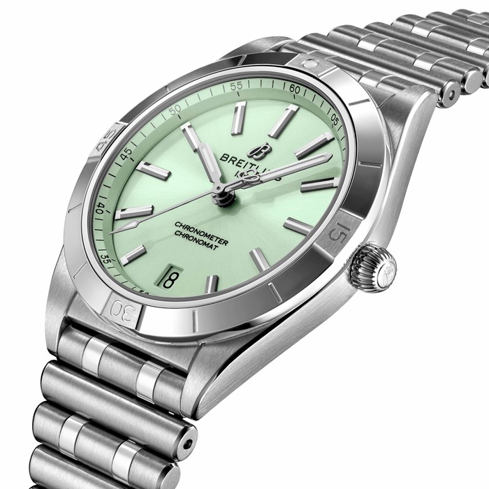 Женские механический  с автоподзаводом часы Breitling Chronomat A10380101L1A1 зеленый hержавеющая сталь — Изображение 4