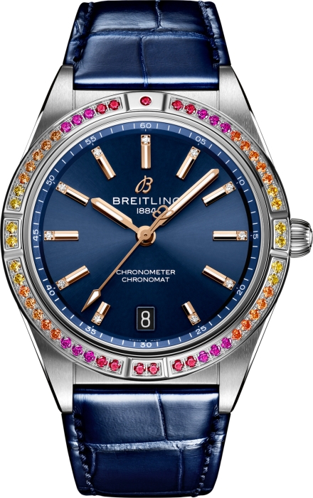 Женские механический с автоподзаводом часы Breitling Chronomat A10380611C1P1 синий кожа — Изображение 1
