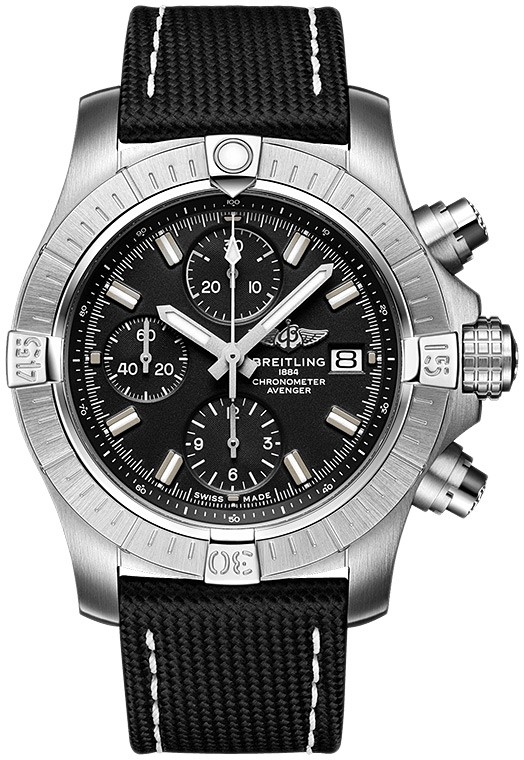 Мужские механический хронометр с автоподзаводом часы Breitling Avenger A13385101B1X2 черный текстиль + кожа — Изображение 1