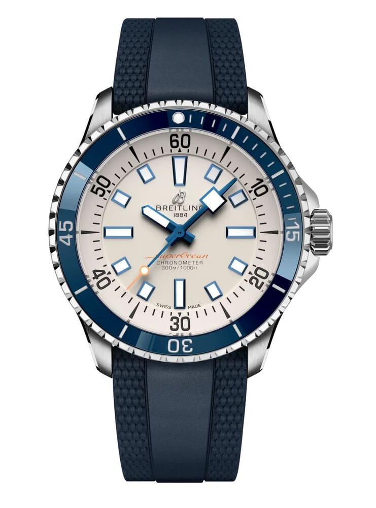 Мужские механический с автоподзаводом часы Breitling Superocean A17375E71G1S1 белый каучук — Изображение 1