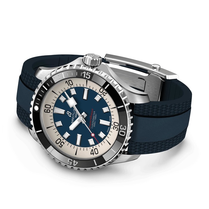 Мужские механический хронометр с автоподзаводом часы Breitling Superocean A17376211C1S1 синий каучук — Изображение 3