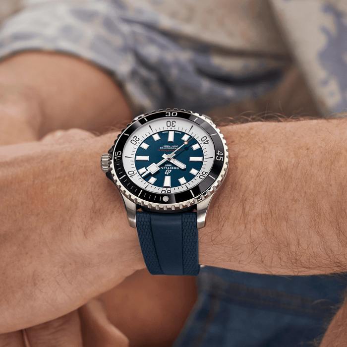Мужские механический хронометр с автоподзаводом часы Breitling Superocean A17376211C1S1 синий каучук — Изображение 5