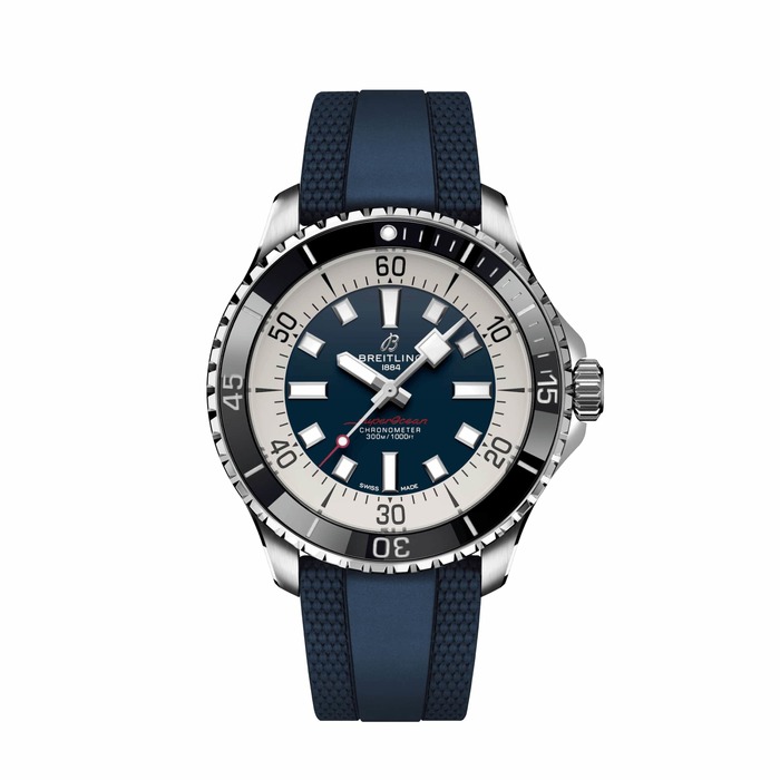 Мужские механический хронометр с автоподзаводом часы Breitling Superocean A17376211C1S1 синий каучук — Изображение 1