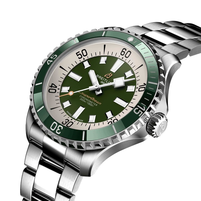 Мужские механический хронометр с автоподзаводом часы Breitling Superocean A17376A31L1A1 зеленый hержавеющая сталь — Изображение 2