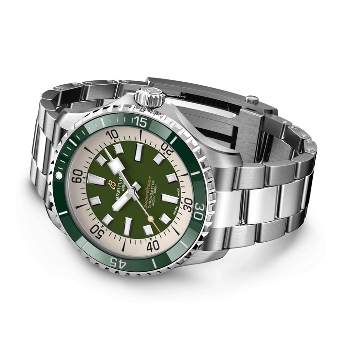 Мужские механический хронометр с автоподзаводом часы Breitling Superocean A17376A31L1A1 зеленый hержавеющая сталь — Изображение 3