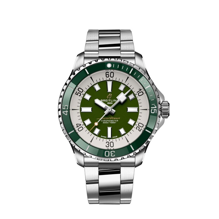 Мужские механический хронометр с автоподзаводом часы Breitling Superocean A17376A31L1A1 зеленый hержавеющая сталь — Изображение 1