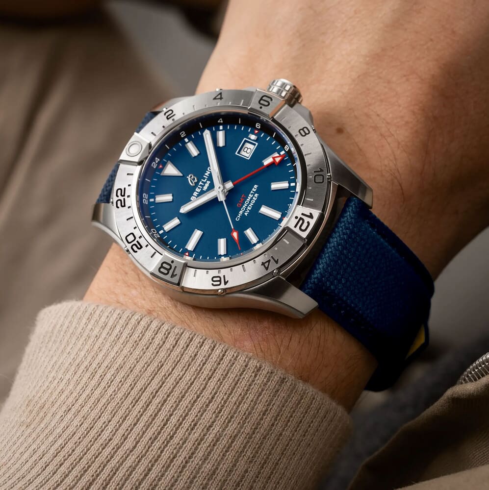 Мужские механический с автоподзаводом часы Breitling Avenger A32320101C1X1 синий текстиль — Изображение 5