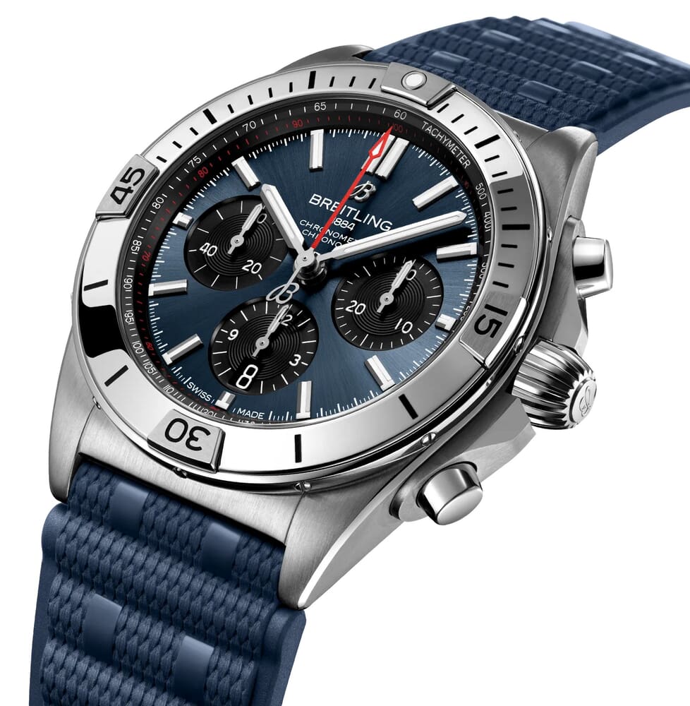 Мужские механический с автоподзаводом часы Breitling Chronomat AB0134101C1S1 синий каучук — Изображение 2