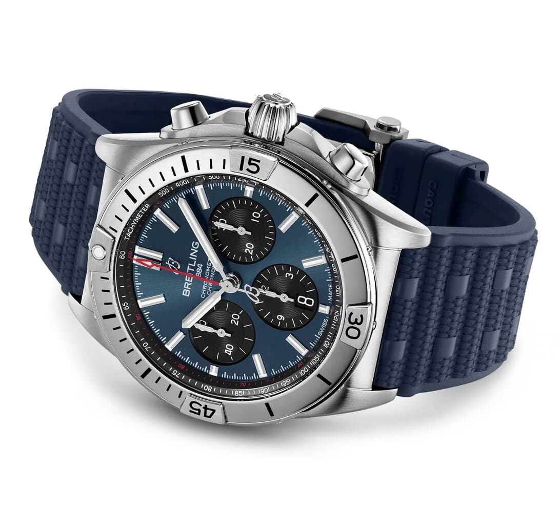 Мужские механический с автоподзаводом часы Breitling Chronomat AB0134101C1S1 синий каучук — Изображение 3