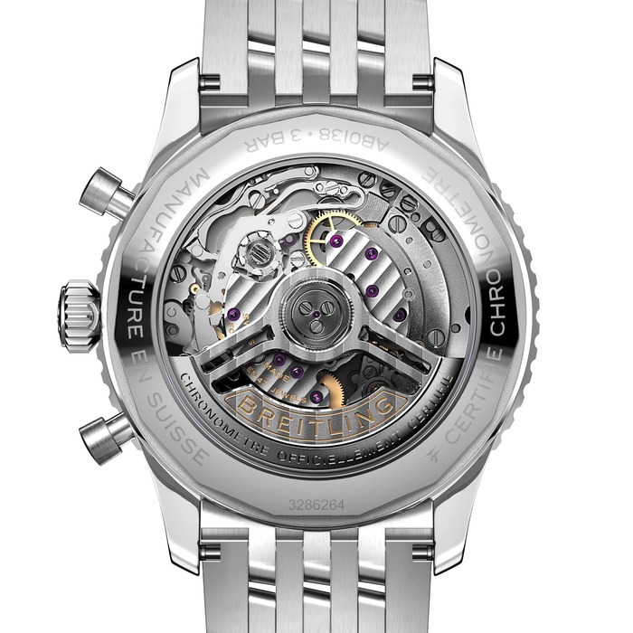 Мужские механический хронограф с автоподзаводом часы Breitling Navitimer AB0138241L1A1 зеленый hержавеющая сталь — Изображение 4