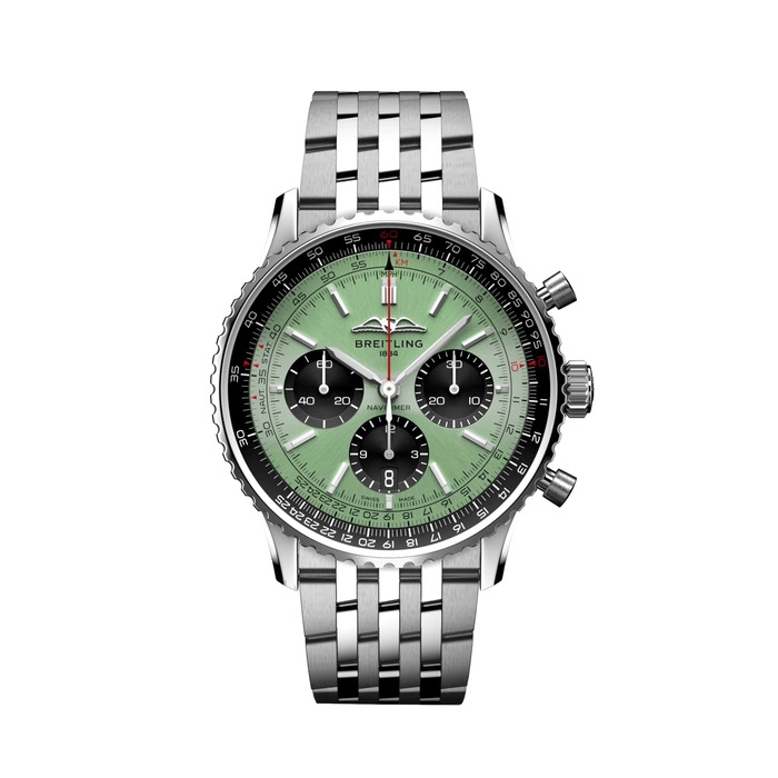 Мужские механический хронограф с автоподзаводом часы Breitling Navitimer AB0138241L1A1 зеленый hержавеющая сталь — Изображение 1