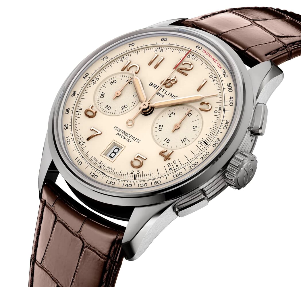Мужские механический с автоподзаводом часы Breitling Premier AB0145211G1P1 бежевый кожа аллигатора — Изображение 2