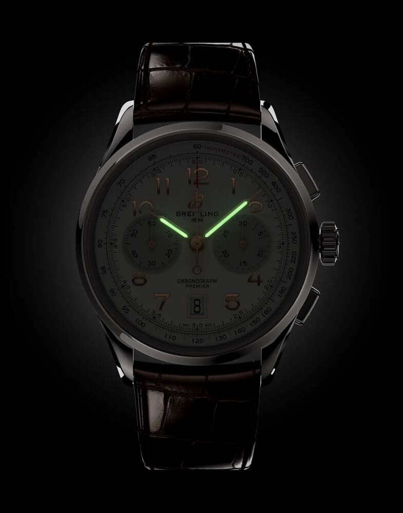 Мужские механический с автоподзаводом часы Breitling Premier AB0145211G1P1 бежевый кожа аллигатора — Изображение 6