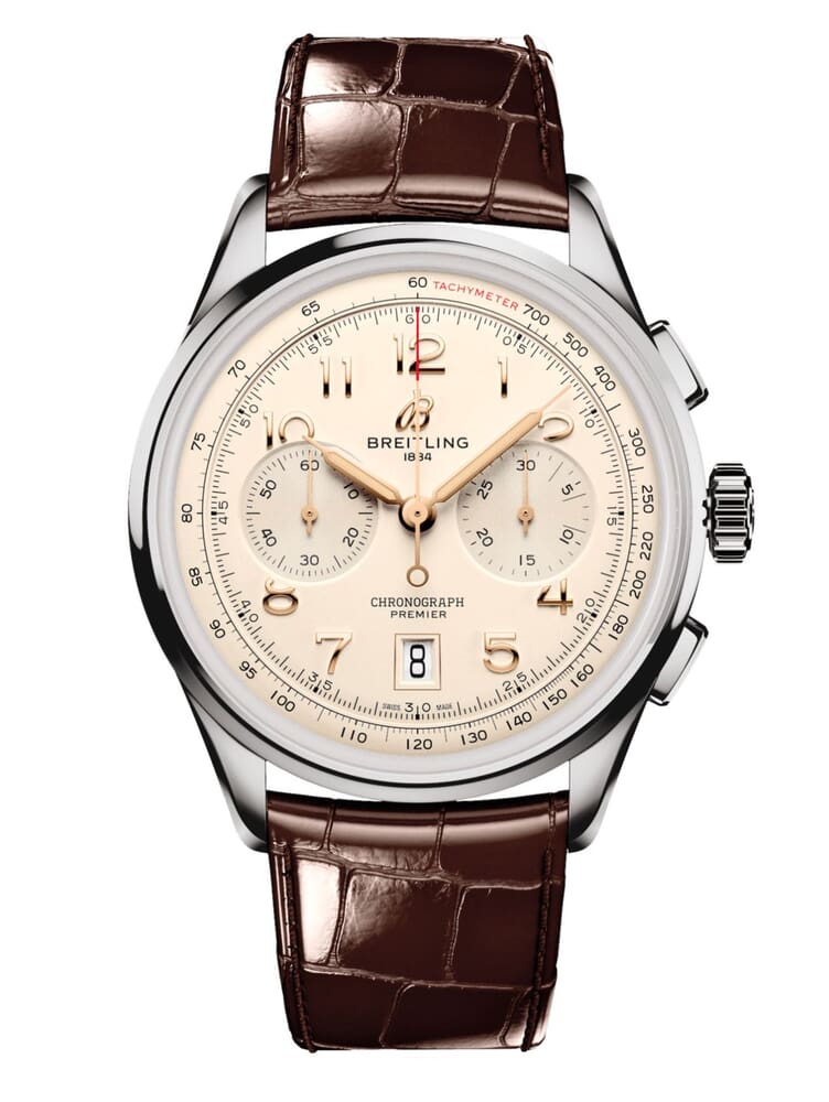 Мужские механический с автоподзаводом часы Breitling Premier AB0145211G1P1 бежевый кожа аллигатора — Изображение 1