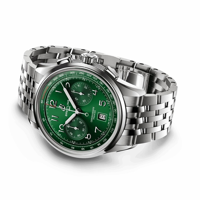 Мужские механический хронометр с автоподзаводом часы Breitling Premier AB0145371L1A1 зеленый hержавеющая сталь — Изображение 3