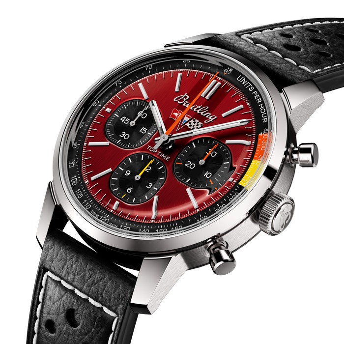Мужские часы Breitling Top Time AB01761A1K1X1, механизм механический хронограф с автоподзаводом, циферблат красный, браслет кожа — Изображение 2
