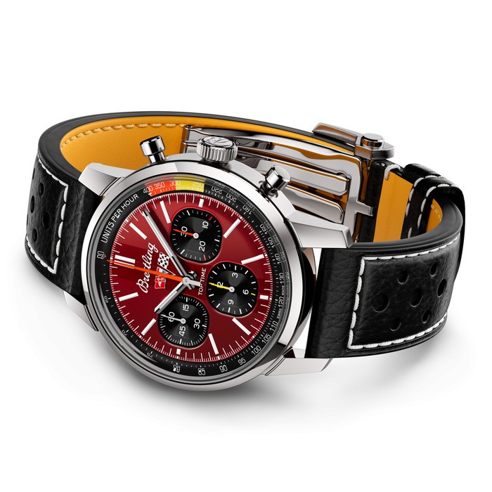Мужские часы Breitling Top Time AB01761A1K1X1, механизм механический хронограф с автоподзаводом, циферблат красный, браслет кожа — Изображение 6