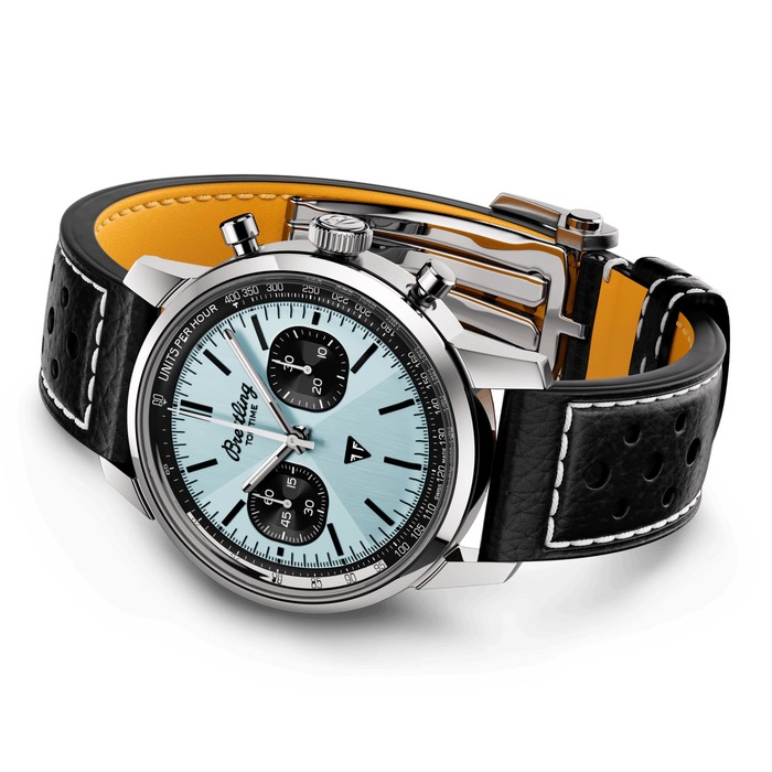 Мужские часы Breitling Top Time AB01764A1C1X1, механизм механический хронограф с автоподзаводом, циферблат голубой, браслет кожа — Изображение 3