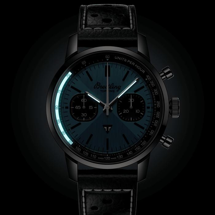 Мужские часы Breitling Top Time AB01764A1C1X1, механизм механический хронограф с автоподзаводом, циферблат голубой, браслет кожа — Изображение 5