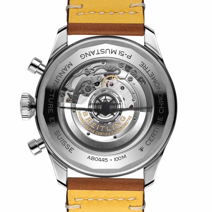 Мужские механический хронограф с автоподзаводом часы Breitling Classic AVI AB04453A1B1X1 черный кожа — Изображение 3