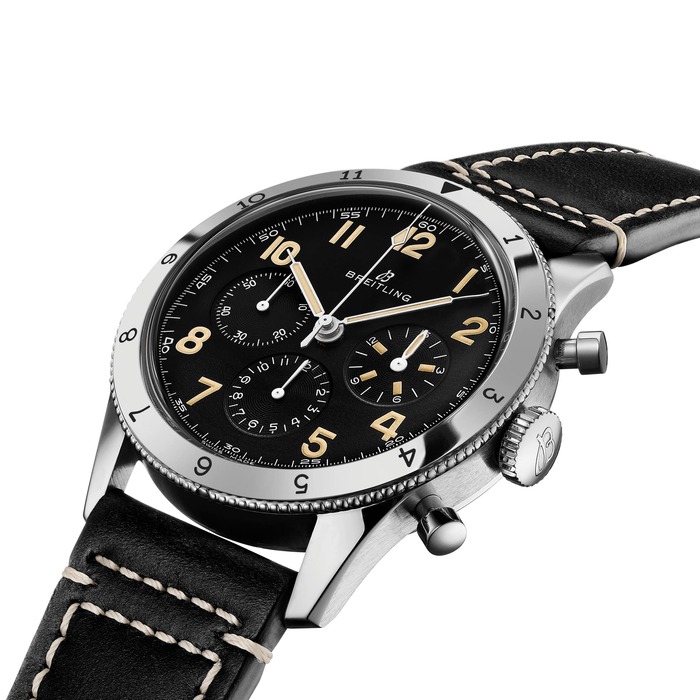 Мужские механический хронометр с ручным подзаводом часы Breitling Classic AVI AB0920131B1X1 черный кожа — Изображение 2