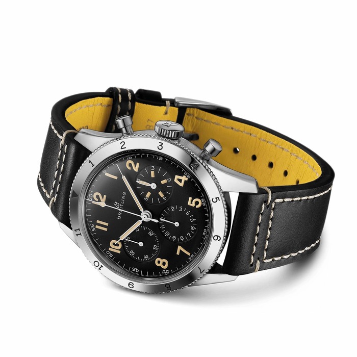 Мужские механический хронометр с ручным подзаводом часы Breitling Classic AVI AB0920131B1X1 черный кожа — Изображение 3
