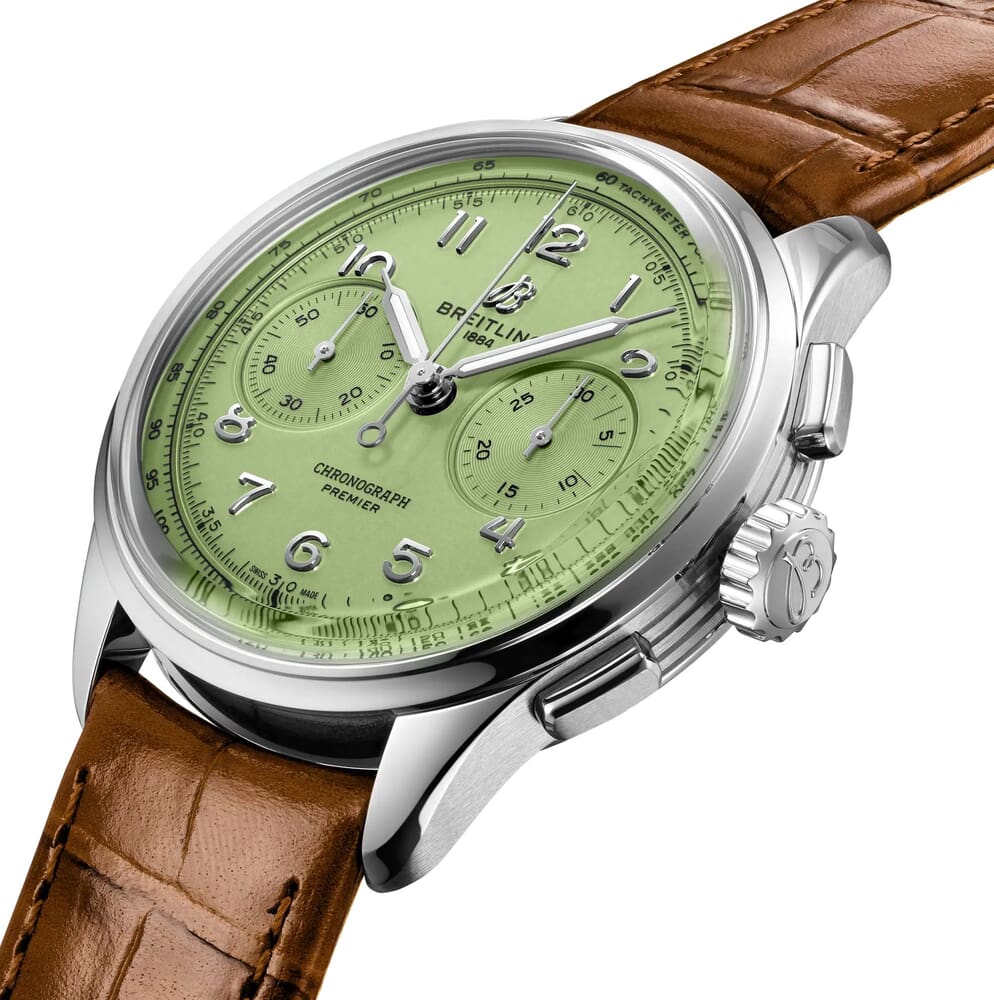 Мужские механический с ручным заводом часы Breitling Premier AB0930D31L1P1 зеленый кожа аллигатора — Изображение 2