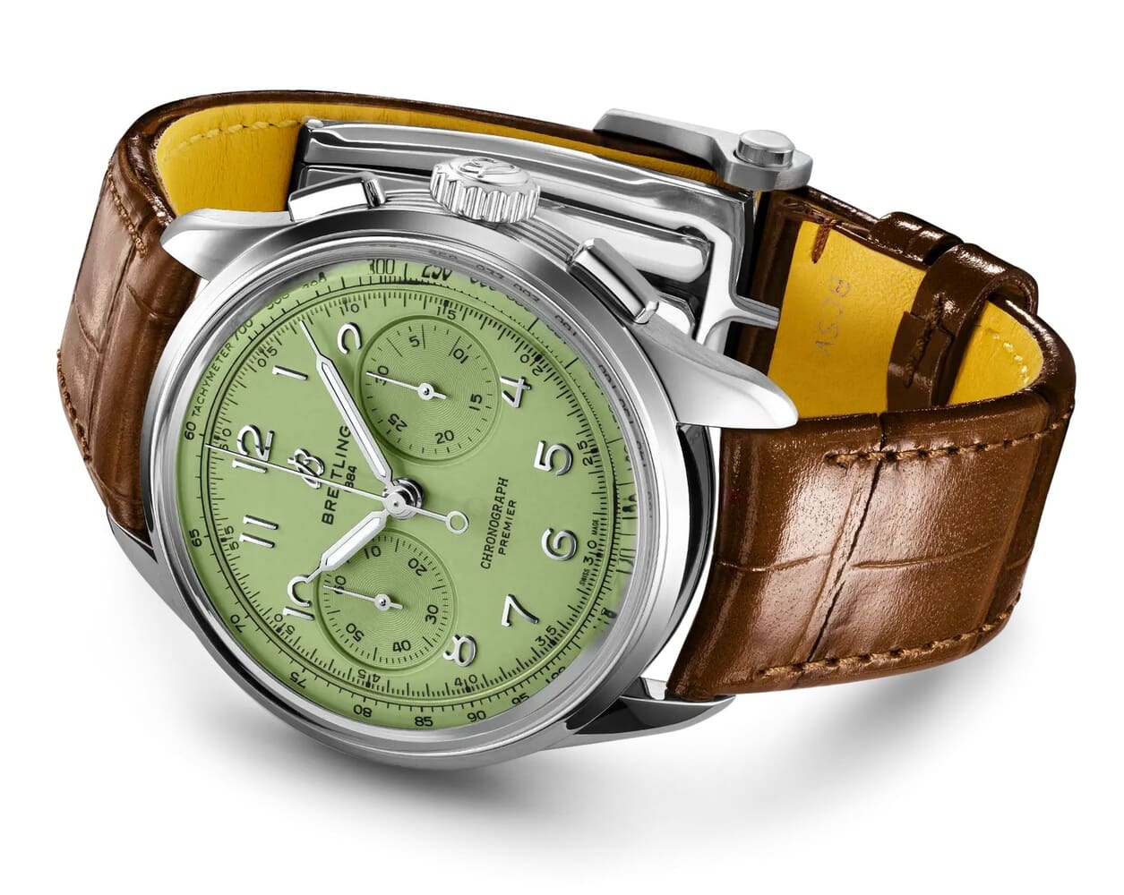 Мужские механический с ручным заводом часы Breitling Premier AB0930D31L1P1 зеленый кожа аллигатора — Изображение 3