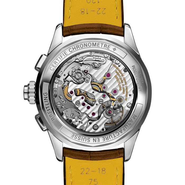 Мужские механический хронометр с ручным подзаводом часы Breitling Premier AB1510171C1P1 синий кожа аллигатора — Изображение 4