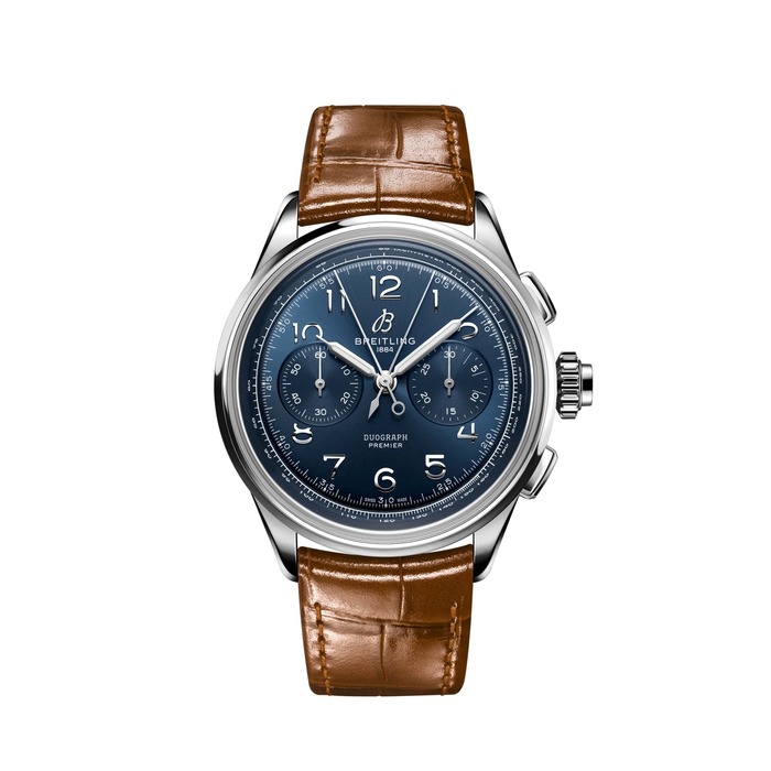 Мужские механический хронометр с ручным подзаводом часы Breitling Premier AB1510171C1P1 синий кожа аллигатора — Изображение 1