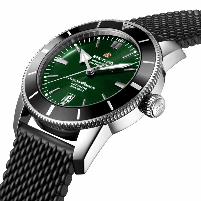 Мужские механический хронометр с автоподзаводом часы Breitling Superocean Heritage AB2020121L1S1 зеленый каучук — Изображение 2