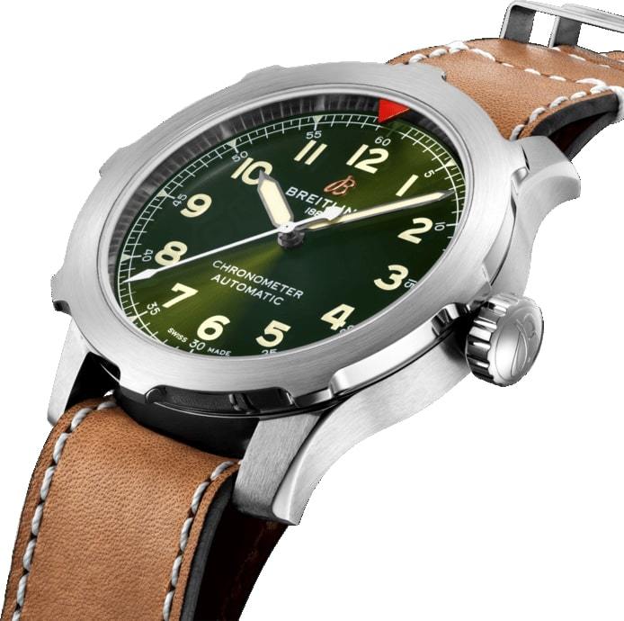 Мужские механический хронометр с автоподзаводом часы Breitling Aviator 8 EB2040101L1X1 зеленый кожа — Изображение 2