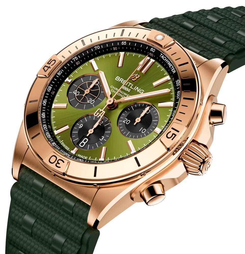 Мужские механика (авто) часы Breitling Chronomat RB01344A1L1S1 зеленый каучук — Изображение 2