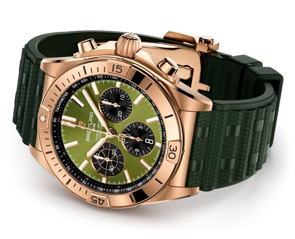 Мужские механика (авто) часы Breitling Chronomat RB01344A1L1S1 зеленый каучук — Изображение 3