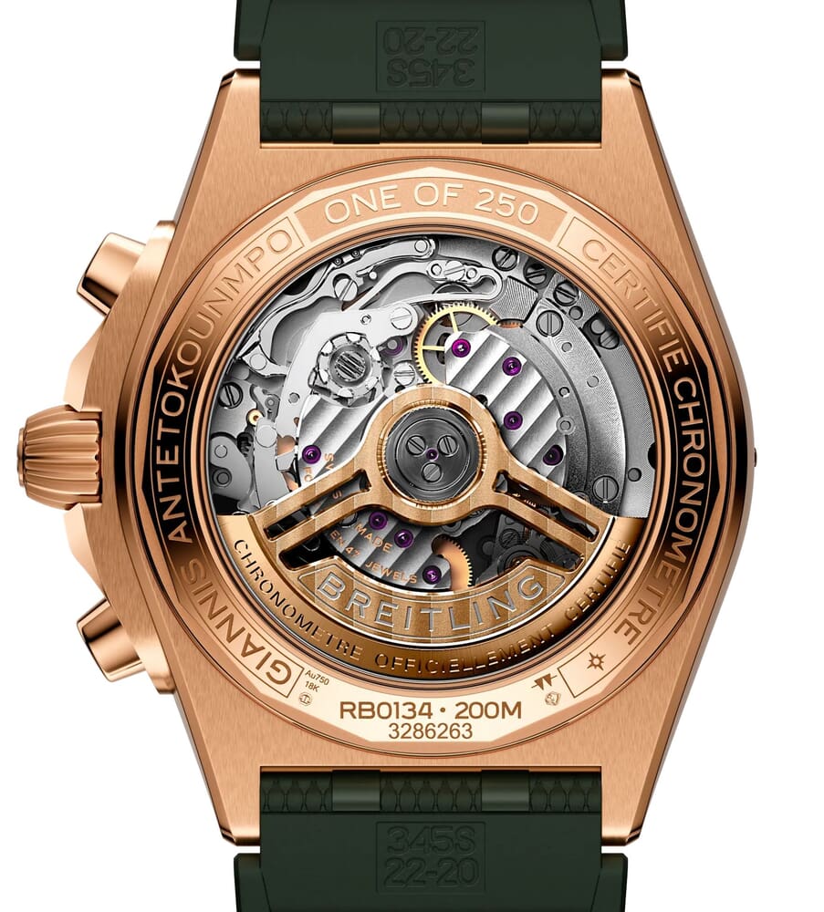 Мужские механика (авто) часы Breitling Chronomat RB01344A1L1S1 зеленый каучук — Изображение 4