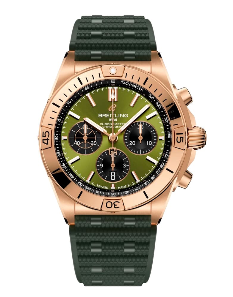 Мужские механика (авто) часы Breitling Chronomat RB01344A1L1S1 зеленый каучук — Изображение 1