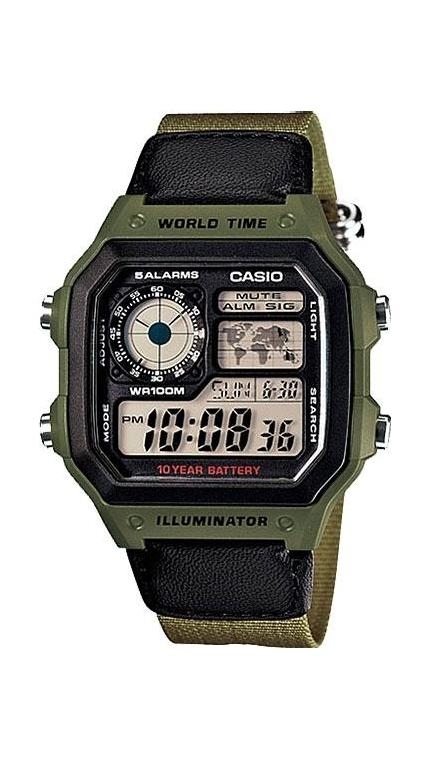Мужские часы Casio Casio Collection AE-1200WHB-3B, механизм электронные, циферблат , браслет ткань — Изображение 1