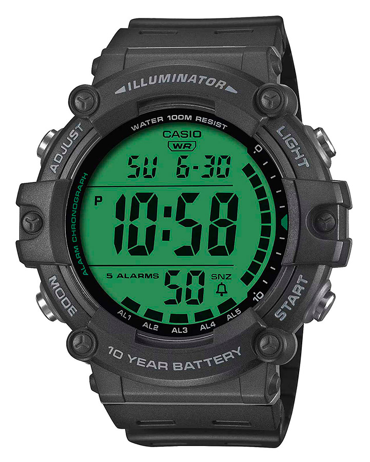 Мужские часы Casio Casio Collection AE-1500WHC-1A, механизм кварцевый хронограф, циферблат зеленый, браслет пластик — Изображение 1