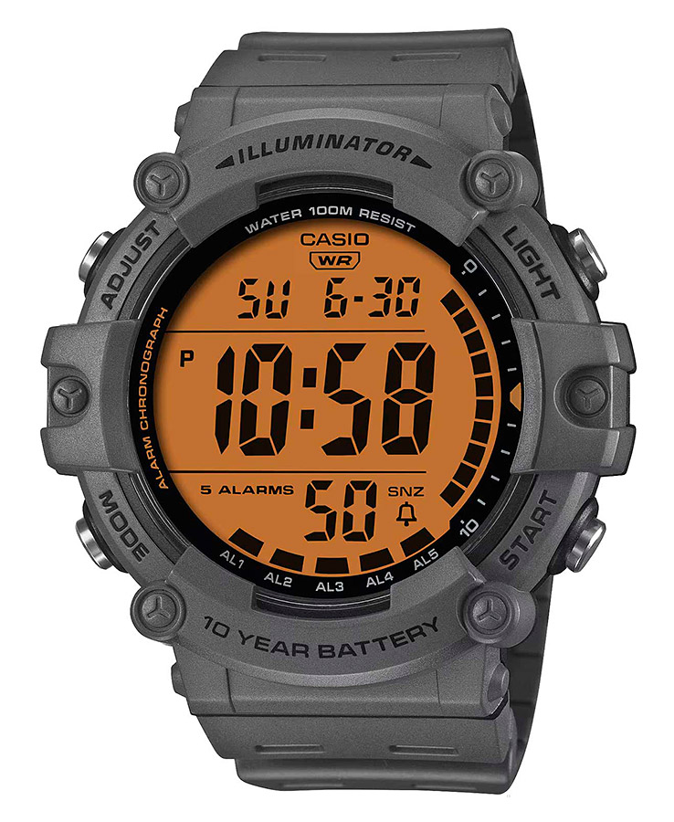 Мужские часы Casio Casio Collection AE-1500WHC-8A, механизм кварцевый хронограф, циферблат оранжевый, браслет пластик — Изображение 1