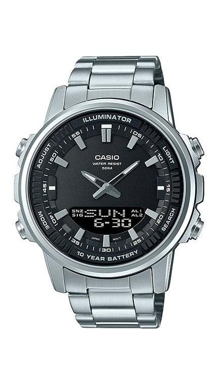 Мужские часы Casio Casio Collection AMW-880D-1A, механизм кварцевый + электронный, циферблат , браслет сталь — Изображение 1