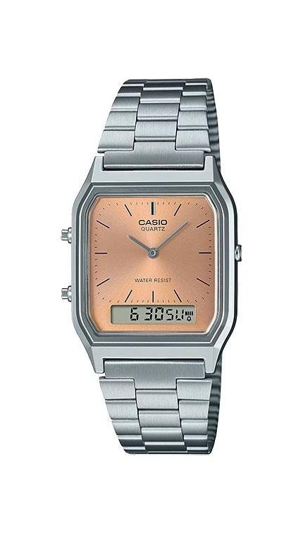 Унисекс часы Casio Vintage AQ-230A-4A, механизм кварцевый + электронный, циферблат , браслет стальной браслет — Изображение 1