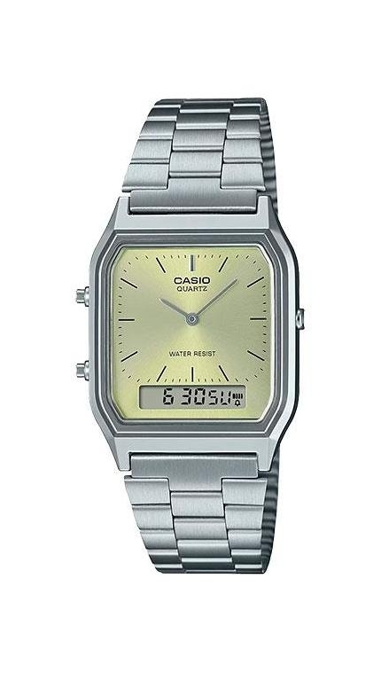 Унисекс часы Casio Vintage AQ-230A-9A, механизм кварцевый + электронный, циферблат , браслет стальной браслет — Изображение 1
